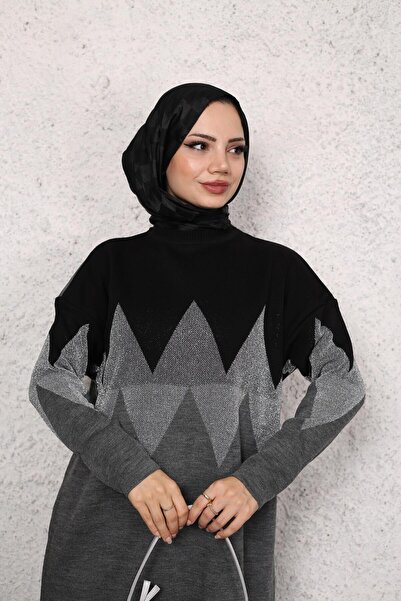 KAYA BUTİK Zigzag Patterned Glitter Tunic