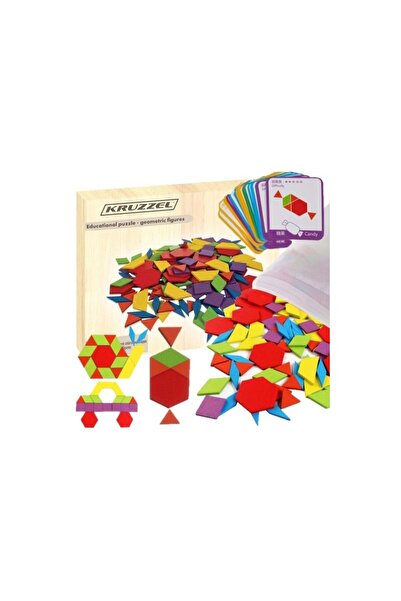 KRUZZEL Joc Puzzle educativ cu figuri geometrice si cartonase