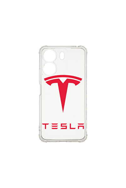 bestcase Carcasă spate antișoc pentru Xiaomi Redmi 13C, logo Tesla roșu, AS 1711