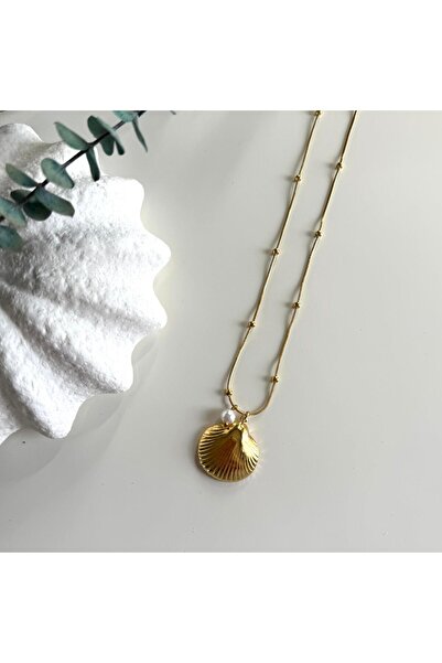 Alice İsstanbul Steel Pearl Sea Shell Necklace
