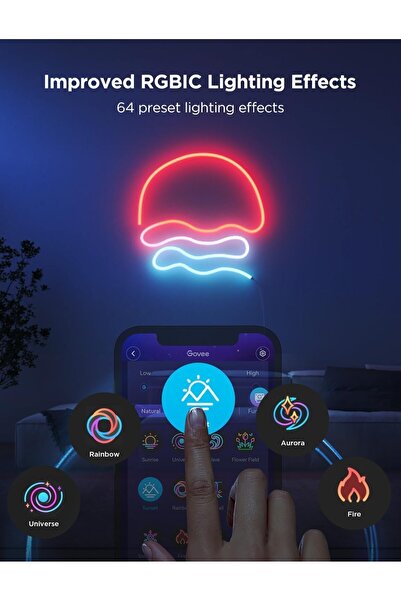 Govee Neon Rope Light 3m RGBIC Neon LED Strip, Shape Mapping, Works with Matter, Alexa & Google