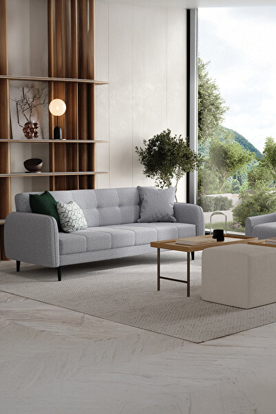 Enza Home Romina 3'lü Yataklı Koltuk - Gümüş