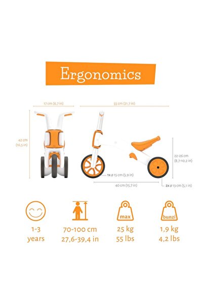 Chillafish Children's tricycle, Chillafish, Bunzi Matte, 2 in 1, Convertible into a balance bike, Ginger