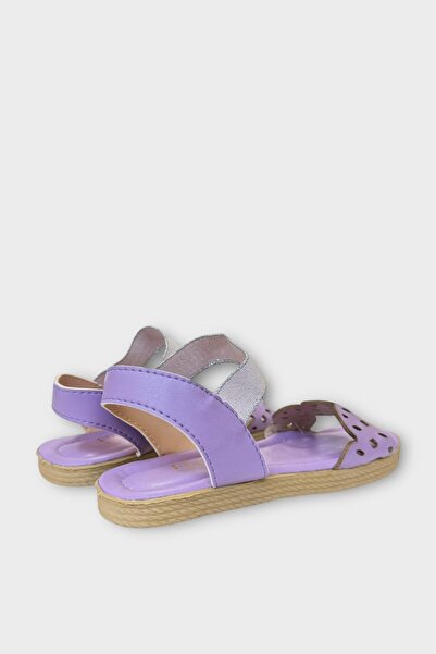 Liger Women's Single Strap Rubber Detailed Laser Cut Summer Sandals Lilac