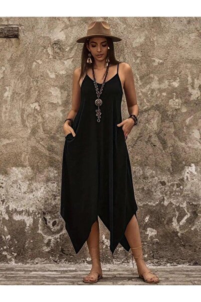 Lady Moss Rochie de damă cu decolteu în V cu bretele, cu buzunare, cu decupaj...