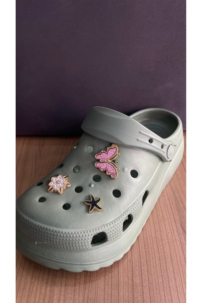 BLACK Green Color Stone Slippers