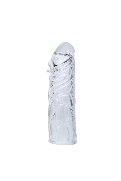 14 Cm Damarlı Uzatmalı Şeffaf Silikon Penis Kılıfı