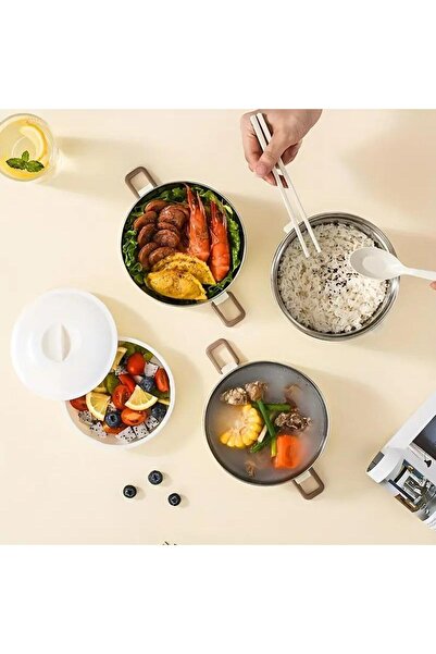 valkyrie 4 Gözlü Çelik Isı Yalıtımlı Çanta Yemek Kabı Seti Çantalı Geniş Kaplar Bento Çantalı
