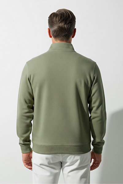 COMBİNE MİCHAİL Ανδρικό φούτερ με μισό φερμουάρ, χαλαρό χακί