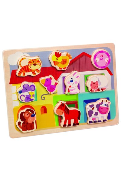 OEM Puzzle lemn RS Toys cu animale domestice in relief