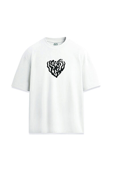 Darkia تي شيرت مطبوع بتصميم قلب سائل للجنسين