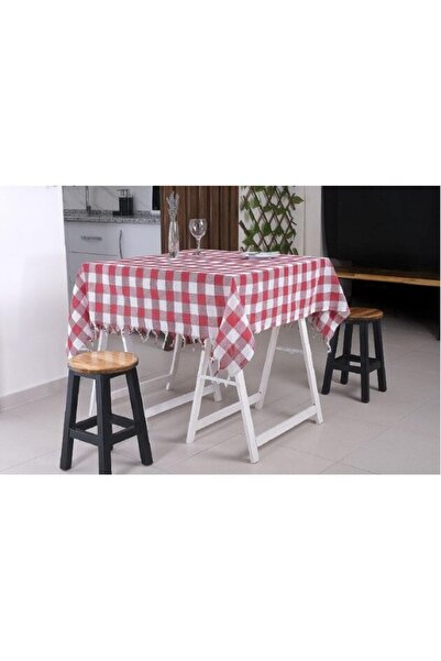 E EFRALL Textile tablecloth with geometric pattern, tassels, 130x180 cm, Red