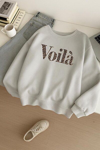 DM DOLCE MORE Hanorac unisex cu 3 fire din bumbac pieptănat, imprimat Voila