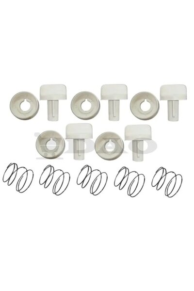 DAO Set 5 butoane aragaz METALICA, tija lunga, gaura 6 mm, plastic, albe