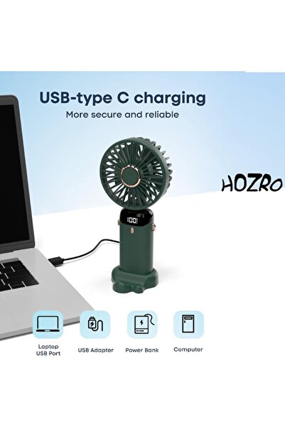 HOZRO Portable Fan HOZRO, 4 in 1 with Aromatherapy, Handheld, Desk, Neck, LCD, USB, 12h Battery Life, Dark