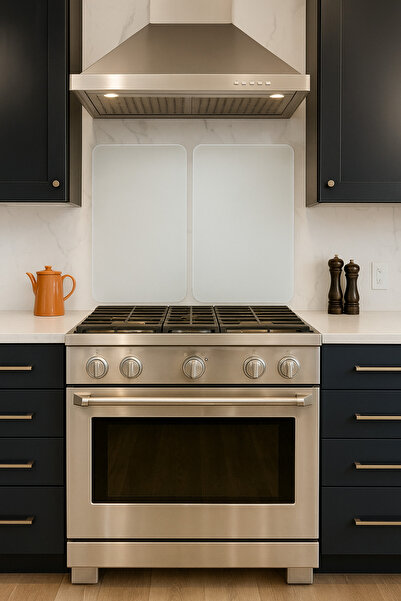 Saban 2 Pack 30X52 cm Glass Stove Protector Frosted Glass for 4 Burner Stoves