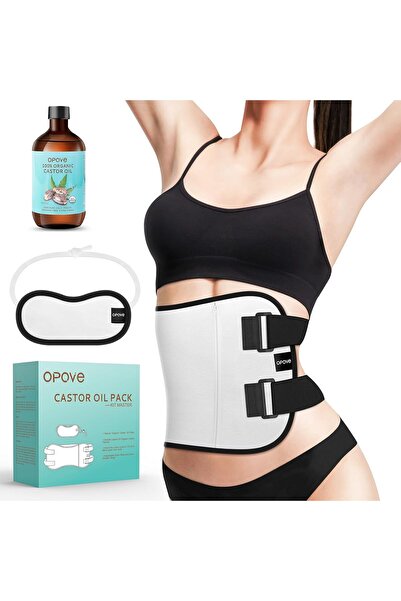 OPOVE Castor Oil Pack Wrap - 2 Pack Organic Cotton Flannel Castor Oil Packs, Reusable Patch Pads Kit