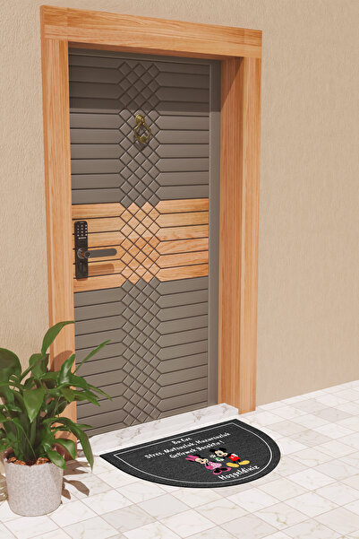 Dormot Yüksek Kaliteli Dijital Baskı Siyah, Minnie,Mickey temalı D Kapı Önü Paspası