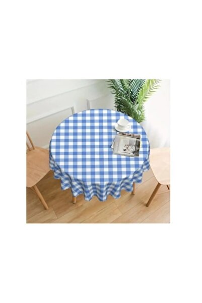 E EFRALL Fata de masa din textil model geometric carouri 160 cm albastru-Concept E Efrall