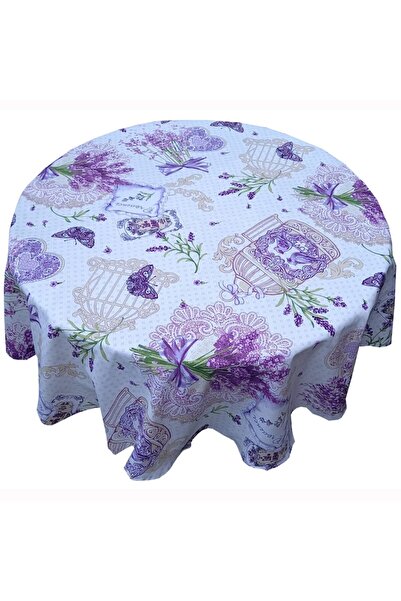 Mcf Fata de masa flori de liliac rotunda bumbac 4 persoane 150x150cm