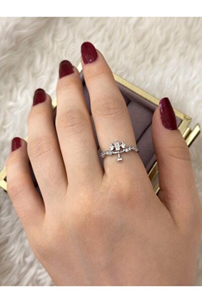 BY YASİN TOPÇU Sallantılı Taç Zirkon Yüzük (Gümüş)