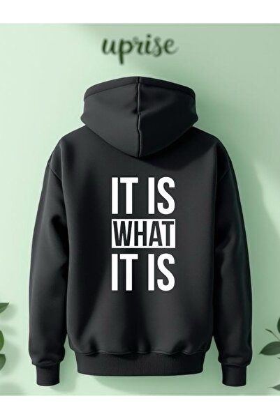 Vordevia Hanorac It Is What It Is cu imprimeu din bumbac cu 3 fire O supradimensionat