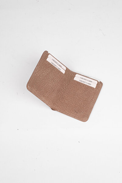 saraci leather craft Genuine Leather Card Holder - Khaki Color Slim Wallet - Minimalist