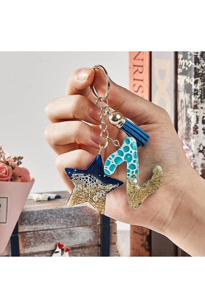 se7enhome 200 Pcs Jewelry Nails + 10 Pcs Keyring Set Epoxy Resin Hobby Keychain Making