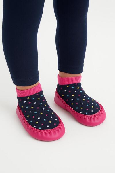 minissa baby kids Șosete Çarık Talpă anti-alunecare Piele autentică Cald-fucsia