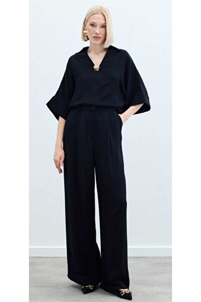 Sateen Keten Karışımlı Pantolon