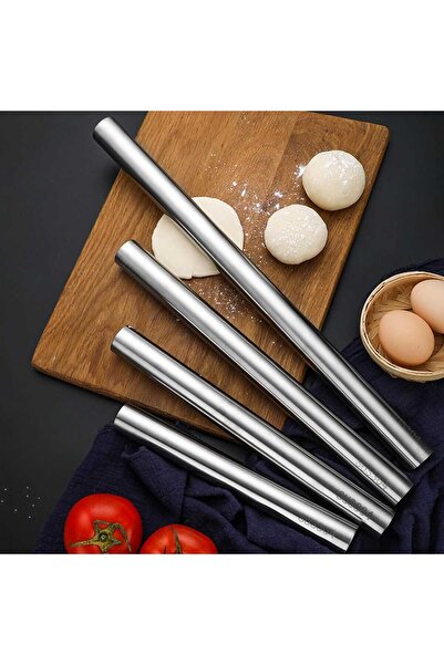 PastaLife Paslanmaz Metal Oklava 40 cm (3 cm çap)