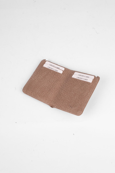 saraci leather craft Genuine Leather Card Holder - Khaki Color Slim Wallet - Minimalist