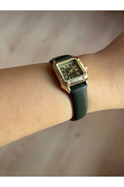 Vola Collection Square Dial Thin Green Leather Strap Women's Wristwatch -52