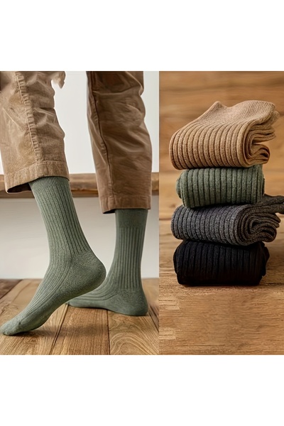 çorapmanya 5 Çift Erkek Çok Renkli Rahat Fitilli Derbyli Soket Çorap