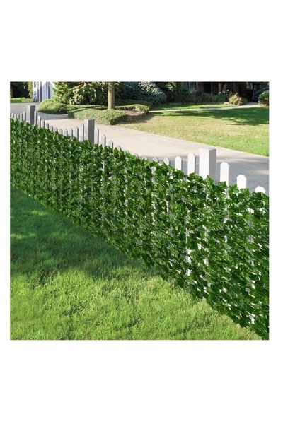 FOXMAG24 Artificial Fence with Ivy Leaves, Textile & Plastic Panel, 300x100cm, Light Green