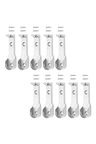 Badem10 ( 5 Çift ) Uzun Askı Flanşı Dolap Boru Sabitleme Kıyafet Elbise Askı Flanş Aparatı Krom 70 mm