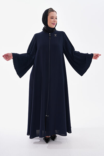 MYMİSİY KALİTELİ KALIN KREP KOLLAR SOLEY DETAYLI MEVLANA FERMUARLI FERACE Boy 1.43 cm Göğüs 60 cm