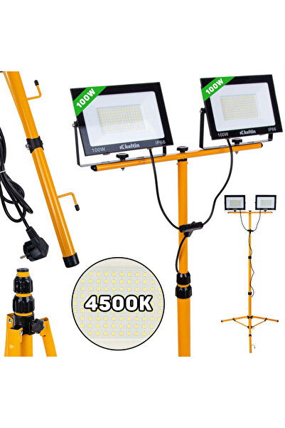 Keltin Proiector LED 2 x 100 W cu trepied telescopic pentru construcții, alb ...