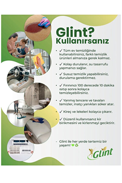 GLİNT Bitkisel çok amaçlı temizleyici leke çıkarıcı yağ çözücü 1 lt 3 adet temizlik eldiveni hediyeli