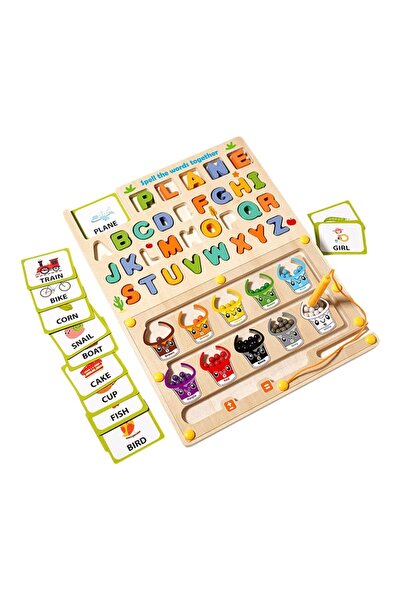 Factory Price 3 In 1 Magnetic Bead Maze with Alphabet Puzzle & Drawing Board