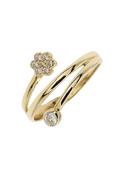 Bijuteria SORELLY Inel Aur 14k Floare si Element Rotund cu Zirconia 16