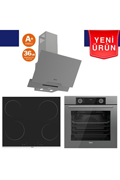 Ferre FryArt Serisi SilenArt Vitroseramik Elektrikli Ankastre Set ( XE63CPR + MS261 + D065 -SA)