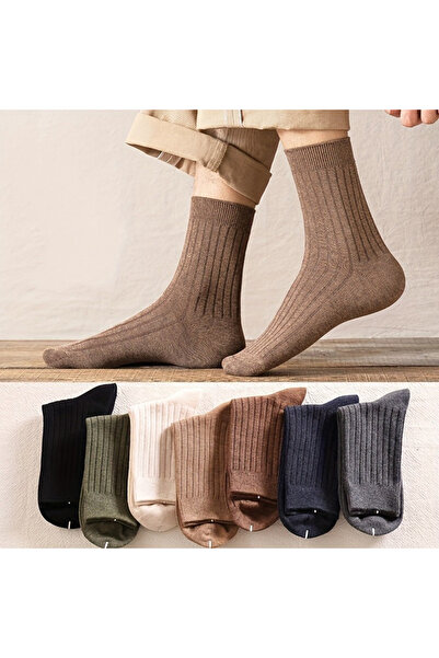 çorapmanya 5 Çift Erkek Çok Renkli Rahat Fitilli Derbyli Soket Çorap