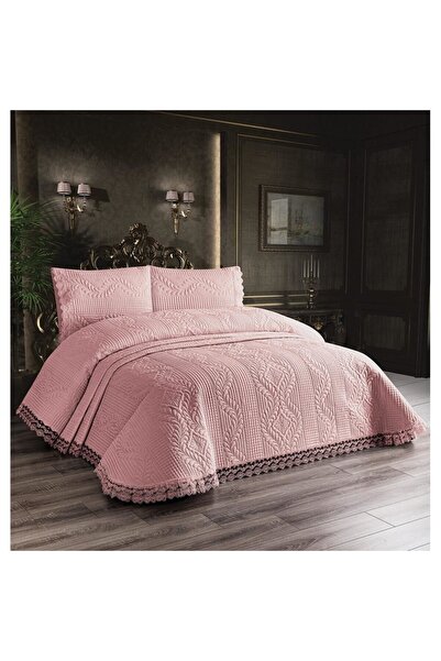 CASA SABRY Lace bedspread set 250x260 cm and 2 pillowcases Powder pink