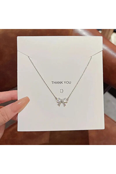 Silay mağaza قلادة بفيونكة بيضاء للنساء