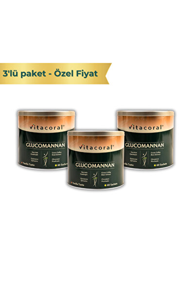 Vitacoral Glucomannan 3'lü Paket | Glucomannan Complex | Şekersiz | 30 Günlük x 3