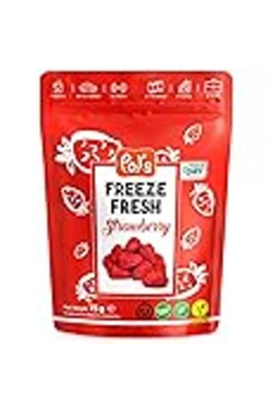 Pol's Freeze Fresh فراولة مجففة بالتجميد، ١٥ غرام | ١٠٠٪ فاكهة، غير معدلة ورا...