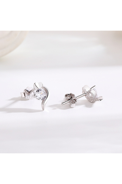 delis Σκουλαρίκια από ασήμι 925, JW1588, σχέδιο καρδιάς, επιροδιωμένα