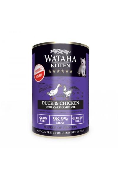 Wataha Canned HUNT Kitten, 98.9% Meat, With Duck and Chicken, 400g