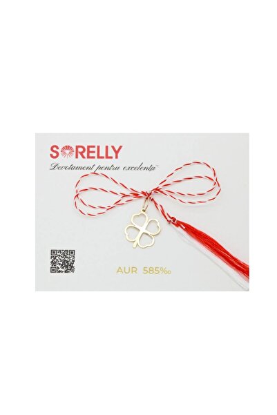 Bijuteria SORELLY Pandantiv Trifoi Norocos din Aur de 14k, Mărțișor